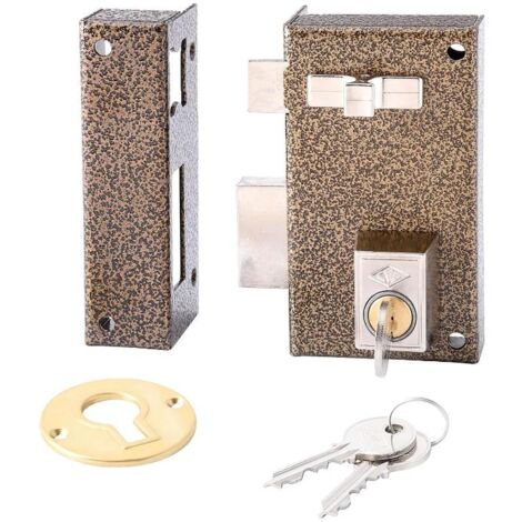 Cerradura De Sobrepón CVL 125A12I/1 - Mano Izquierda, Acabado Hierro Esmaltado, Ancho 120mm, Con Cilindro Y Cerradero