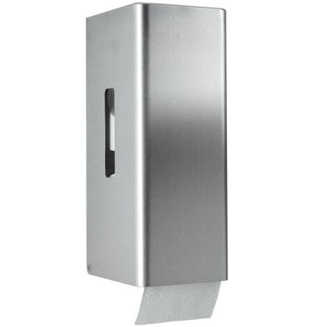 CWS ObjectLine Toilettenpapierspender für 2 Rollen HxBxT 303x116x136mm mit Schloss, Edelstahl