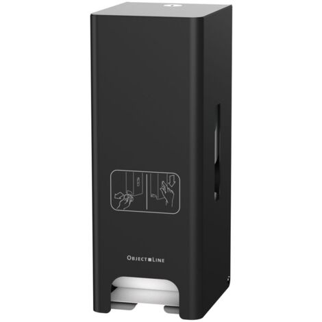 CWS ObjectLine Toilettenpapierspender für 2 Rollen HxBxT 303x116x136mm mit Schloss, Edelstahl Schwarz