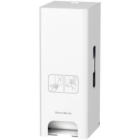 CWS ObjectLine Toilettenpapierspender für 2 Rollen HxBxT 303x116x136mm mit Schloss, Edelstahl Weiß