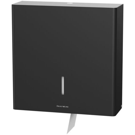 CWS ObjectLine Toilettenpapierspender für 26cm Großrollen HxBxT 345x344x114mm mit Schloss, Edelstahl Schwarz