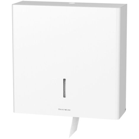 CWS ObjectLine Toilettenpapierspender für 26cm Großrollen HxBxT 345x344x114mm mit Schloss, Edelstahl Weiß