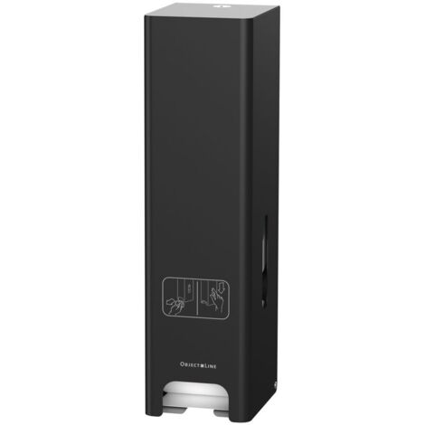 CWS ObjectLine Toilettenpapierspender für 3 Rollen, HxBxT 423x116x136mm mit Schloss, Edelstahl Schwarz