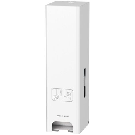 CWS ObjectLine Toilettenpapierspender für 3 Rollen, HxBxT 423x116x136mm mit Schloss, Edelstahl Weiß