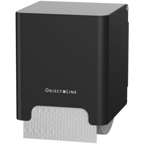 CWS ObjectLine Toilettenpapierspender für Einzelrollen HxBxT 133x118x127mm, Edelstahl Schwarz