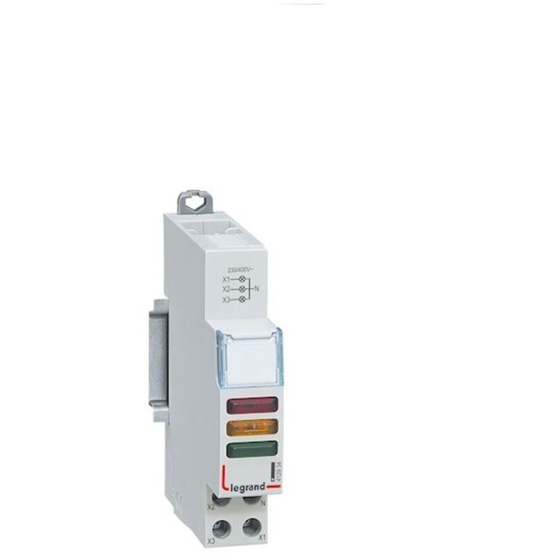 Voyant à led CX³ triple 230V à 400V - rouge et jaune et vert - 1 module Legrand 412934