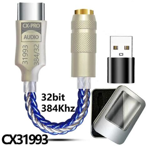 CX31993 Convertisseur numérique-analogique HiFi Type C vers amplificateur de casque 3,5 mm, décodeur audio A--
