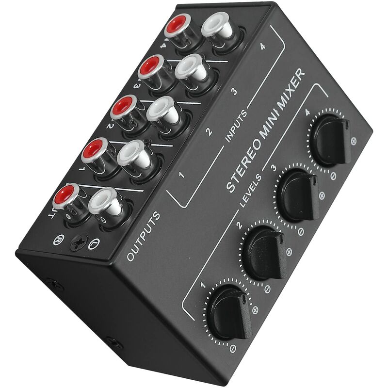CX400 Stereo Audio Mixer 4-channel line mixer with ultra-low noise rca input and output for mixing Mini passive stereo mixer Separate volume controls
