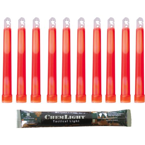 Cyalume Bastoncino luminoso rosso militare ChemLight Lightsticks 15cm - Light Sticks ultra-luminosi 12 ore (Scatola da10)