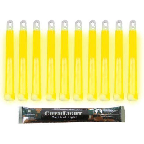 Cyalume - Bastone luminoso Kit di Sopravvivenza Materiale Militare - ChemLight Lightsticks 15 cm - Giallo - Light Sticks Luminous - Durata 12 ore - Scatola da 30 - Nato ed esercito francese - Made in