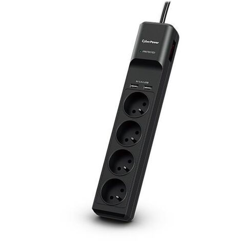 CyberPower Tracer III P0420SUD0-FR limitador de tensión Negro 4 salidas AC 200 - 250 V 1,8 m