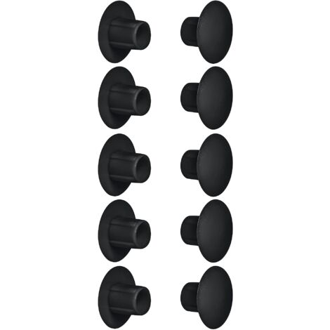 cyclingcolors 10x tappo chiusura plastica nero bianco grigio marrone mobili inserto cappuccio copriforo fori (Ø5mm (x10mm) / nero RAL 9005)
