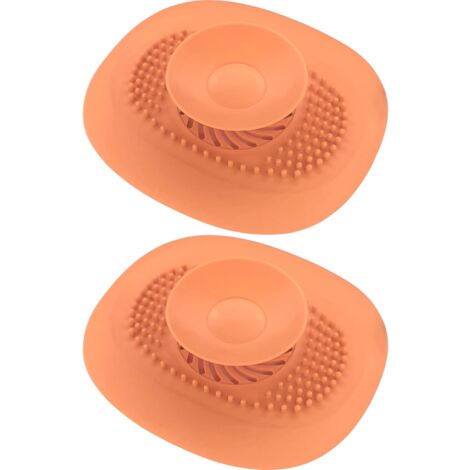 cyclingcolors 2x Bouchon Baignoire Universel Vidange Silicone Evier Lavabo Cuisine Protection Sol Buanderie Salle Bain Filtre Odeur, Orange