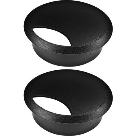 cyclingcolors 2x Passacavo plastica 70mm scrivania tondo guida per cavi elettrico (nero)