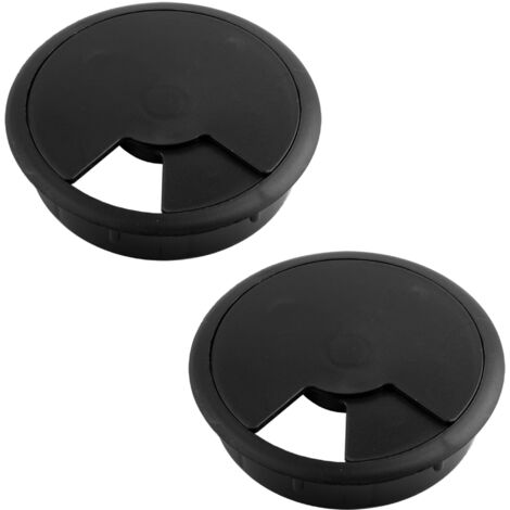 cyclingcolors 2x Passacavo plastica 80mm scrivania tondo guida per cavi elettrico, nero