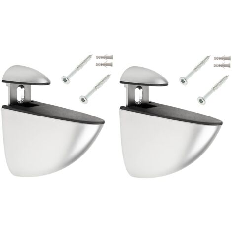 cyclingcolors 2x Reggimensola per Legno e Vetro metallo colore argento cromato opaco con viti + caviglia staffe supporti per mensole