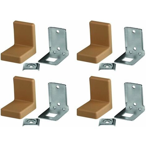 Cyclingcolors – Lot de 4 équerres de fixation en acier – Cache en plastique marron clair – Dimensions 52 x 50 x 39 mm – Capacité 40 kg par paire