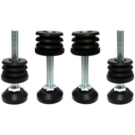 cyclingcolors 4x Piedi regolabile tappo plastica piedino piede tondo tubi sedia mobili nero, 25mm