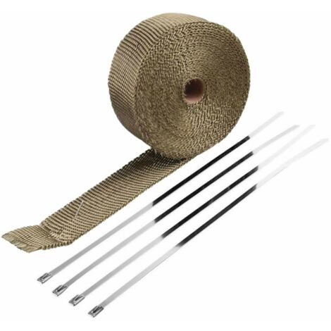 Cyclingcolors – Bande d'isolation thermique 25mm x 10m – Fibre de verre avec 5 attaches zippées – Protection contre chaleur et vibrations – Tuyaux échappement