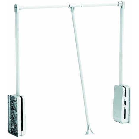 Cyclingcolors – Barre de penderie escamotable inclinable – Amortissement pour armoire 690-920mm – Capacité 10kg – Finition blanche et chromée