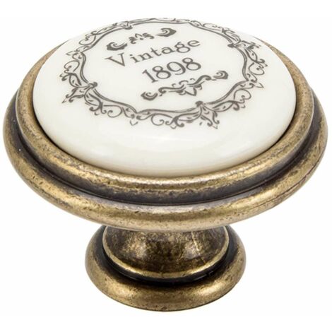 Cyclingcolors – Bouton de meuble 35mm finition porcelaine bronze vintage – Motif vintage 1898 – Pour meubles anciens – Installation sans vis