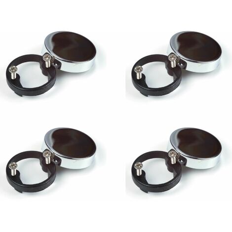 Cyclingcolors – Cache charnière ronde en plastique à visser 4x – Finition chrome – Diamètre extérieur 33mm – Épaisseur 8mm – Pour vitres et verres