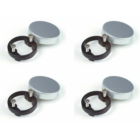 Cyclingcolors – Cache charnière ronde en plastique à visser – Lot de 4 – Pour vitres et verres – Finition gris aspect aluminium – Diamètre 33mm