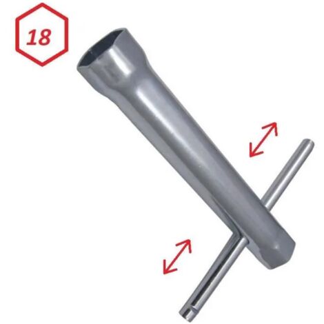 Cyclingcolors – Clé à bougie 18mm – Longueur 100mm – Hexagonale avec manche amovible – Pour moteurs essence tondeuse, tracteur, voiture, camion, moto