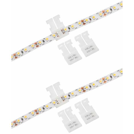 Cyclingcolors – Connecteur rapide double droit 2 broches pour ruban LED 12V 24V – Clip fixation – Longueur 15mm – Pour ruban 8mm