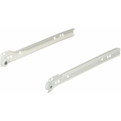 Cyclingcolors – Coulisse pour tiroir – Acier plastifié blanc crème RAL 9001 – Fermeture automatique – Charge 25kg – Longueur 350mm – Sortie partielle 283mm