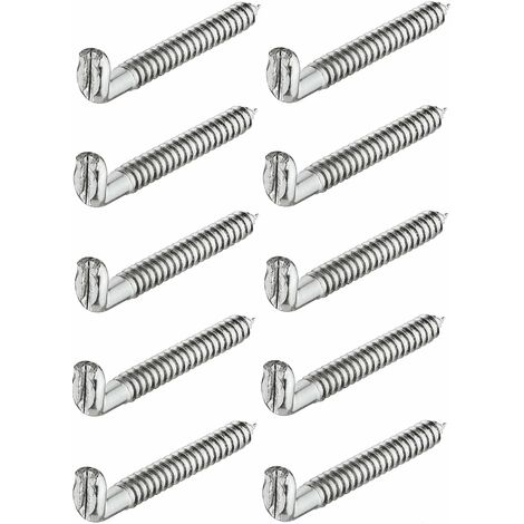 Cyclingcolors – Crochet à visser en acier galvanisé 5,8mm x 55mm – Tête plate pour fixation meuble – Pour bois dur et matériaux similaires