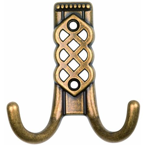 Cyclingcolors – Crochet double 85mm métal laiton vieilli antique doré – À visser mural – Pour cuisine, salle de bain, porte manteau, dressing