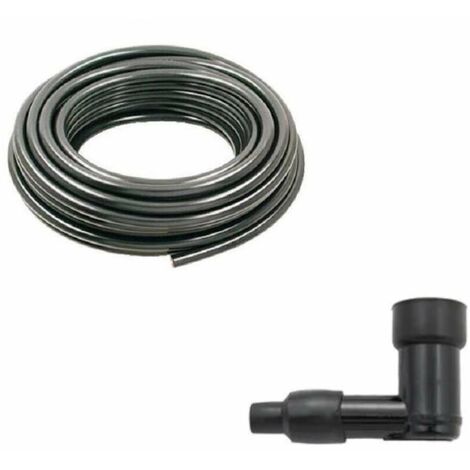 Cyclingcolors – Fil à bougie 7mm longueur 1m – Antiparasite 90° universel – Résine et caoutchouc noir – Pour scooter, tracteur, tondeuse