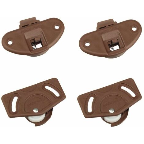 Cyclingcolors – Garniture complète pour porte coulissante – Monture et guide en plastique – Capacité de charge 15 kg – Finition marron foncé