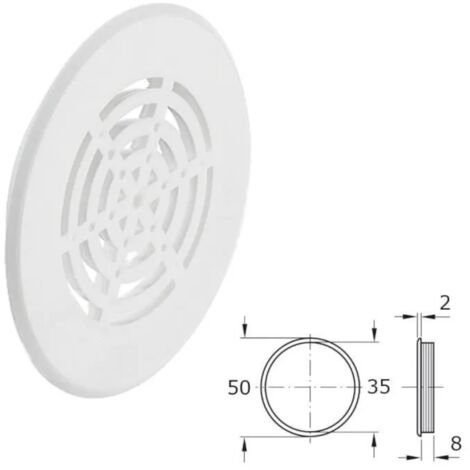Cyclingcolors – Lot de 2 grilles d'aération 50 mm – Plastique à encastrer – Ventilation efficace – Bord de recouvrement esthétique