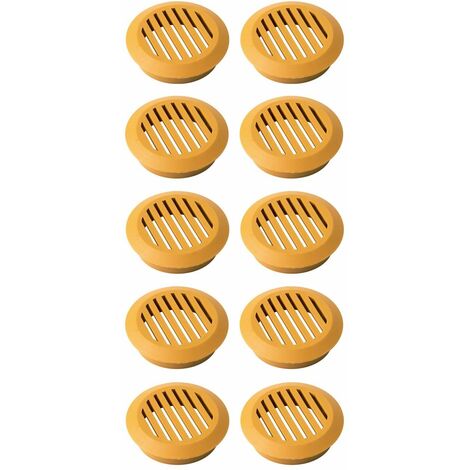 Cyclingcolors – Lot de 10 grilles d'aération ronde en plastique 49mm – Hauteur 16,5mm – Ventilation pour murs et plafonds – Couleur hêtre