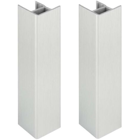 Cyclingcolors – Jonction de plinthe 150mm – 2x finition aluminium brossé – Raccord connecteur pour meubles – Profil PVC – Largeur 20mm