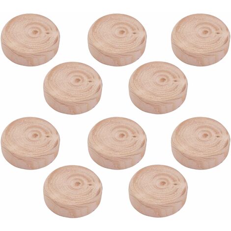 Cyclingcolors – Lot de 10 cache vis bois épicéa tête plate – Épaisseur 7mm, diamètre 25mm – Finition esthétique pour meubles