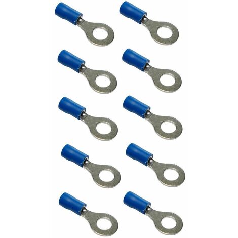 Cyclingcolors – Lot de 10 cosses pré-isolées mâles rondes à œillet 6mm bleu – Connexion sécurisée pour fils 0,5mm² à 2,5mm² – Pour tracteurs, tondeuses, voitures, motos