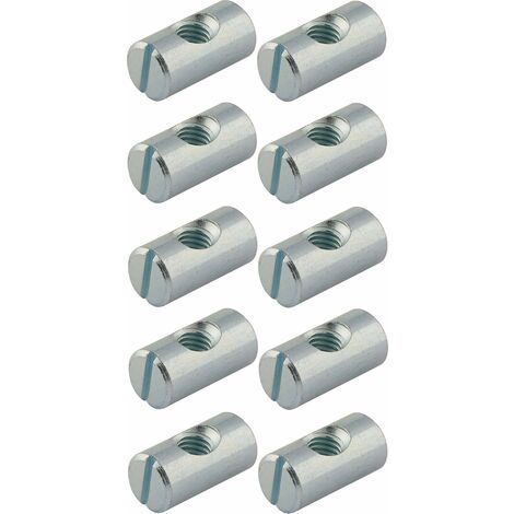 Cyclingcolors – Lot de 10 goujons d'assemblage M6 – Longueur 20mm – Acier chromé pour fixation meuble – Écrou transversal pour lit bébé et armoire