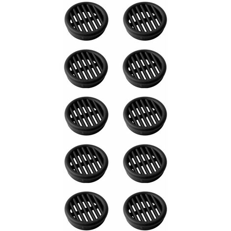 Cyclingcolors – Lot de 10 grilles d'aération ronde en plastique noir – Diamètre d'encastrement 35mm – Hauteur 11,5mm – Pour ventilation murale et plafond
