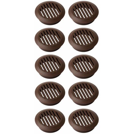 Cyclingcolors – Lot de 10 grilles d'aération rondes en plastique 49mm – Ventilation plafond et mur – Couleur marron – Installation encastrée