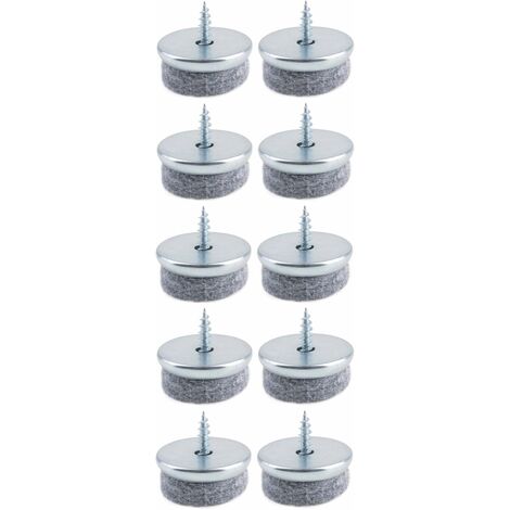Cyclingcolors – Lot de 10 patins à vis en acier nickelé – Diamètre 24mm – Feutrine pour protection parquet – Fixation facile sous meubles