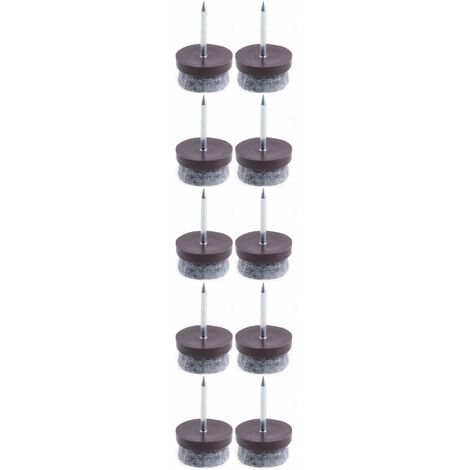 Cyclingcolors – Lot de 10 patins clous marron avec feutrine – Protection parquet – Ø17mm pour chaises et tables – Fixation clou solide
