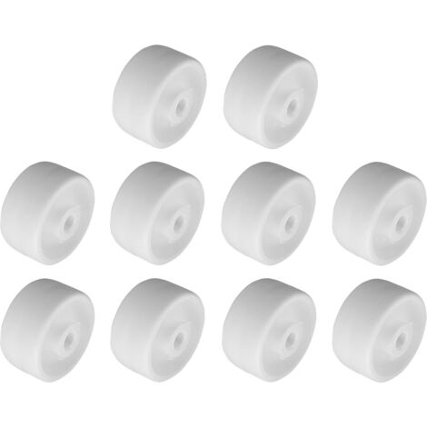 Cyclingcolors – Lot de 10 roulettes 25mm en plastique rigide blanc – Charge max 50kg – Pour meubles et chariots – Roues durables et silencieuses