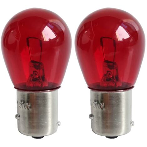Cyclingcolors – Lot de 2 ampoules 12V 21W PR21W BAW15S rouges – Ergots décalés – Feux arrière, stop et brouillard pour voitures électriques
