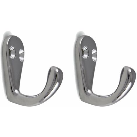 Cyclingcolors – Lot de 2 crochets en métal chromé brillant poli 41mm – À visser pour cuisine et salle de bain – Solution élégante pour porte-serviettes et manteaux