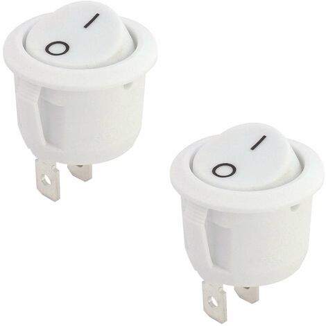 Cyclingcolors – Lot de 2 interrupteurs mécaniques à bascule ronds 230V 4A – Bipolaire ON/OFF – Pour bandeaux LED cuisine et salle de bain – Blanc