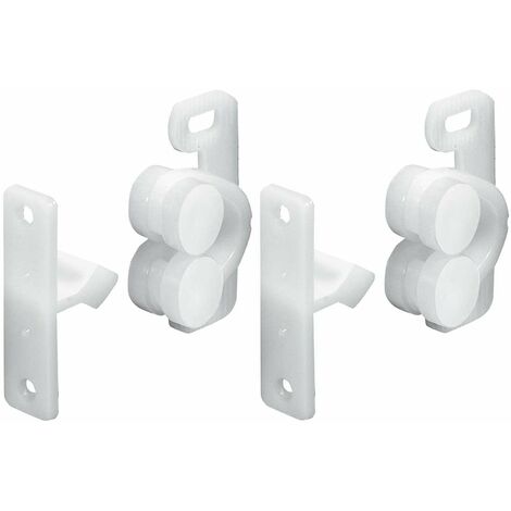 Cyclingcolors – Lot de 2 loqueteaux bloc porte à rouleau en plastique blanc – Pour camping-car et caravane – Solution pour placards et meubles