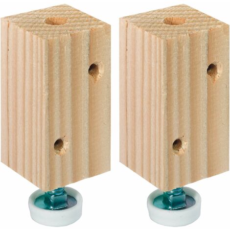 Cyclingcolors – Lot de 2 pieds réglables en bois 55mm – Vérin en acier avec capuchon – Bloc de fixation robuste – Pour meubles et projets de bricolage